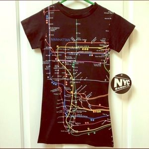 New York City Subway Line Tops - New York City Subway Line T-Shirt, NEW WITH TAGS New York City Subway Line Tops - New York City Subway Line T-Shirt, NEW WITH TAGS